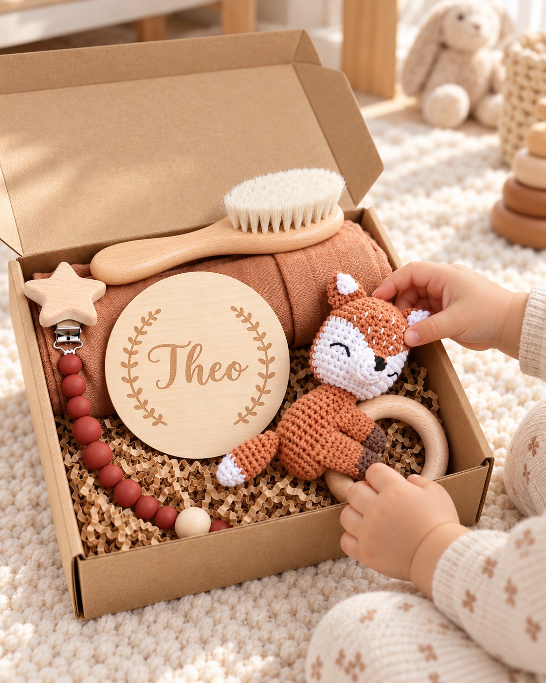 Personalised baby rattle gift box 2