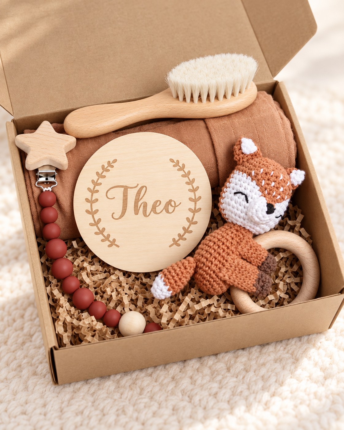 Personalised baby rattle gift box