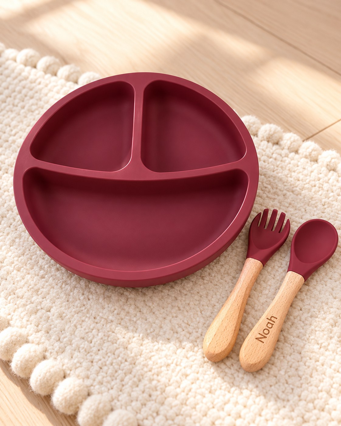 Personalised suction plate and cutlery set